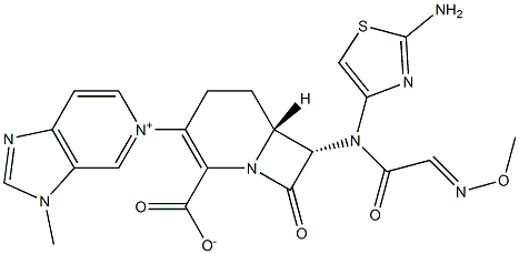 (6R,7S)-7-[(2-Aminothiazol-4-yl)(methoxyimino)acetylamino]-8-oxo-3-[(3-methyl-3H-imidazo[4,5-c]pyridin-5-ium)-5-yl]-1-azabicyclo[4.2.0]oct-2-ene-2-carboxylate 结构式