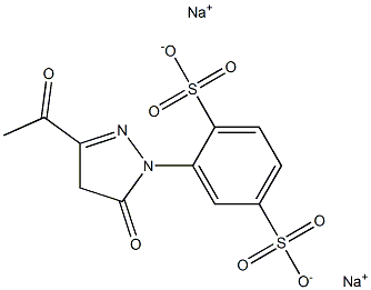 2-[(3-Acetyl-5-oxo-4,5-dihydro-1H-pyrazol)-1-yl]-1,4-benzenedisulfonic acid disodium salt 结构式