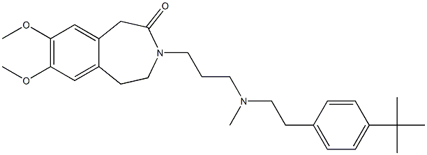 4,5-Dihydro-7,8-dimethoxy-3-[3-[N-methyl-2-(4-tert-butylphenyl)ethylamino]propyl]-1H-3-benzazepin-2(3H)-one 结构式