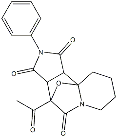 4-Acetyl-6,7,8,9-tetrahydro-2-phenyl-9bH-4,9a-epoxy-2,5a-diaza-5aH-benz[e]indene-1,3,5(2H,3aH,4H)-trione 结构式