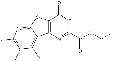 7,8,9-Trimethyl-4-oxo-4H-pyrido[3',2':4,5]thieno[3,2-d][1,3]oxazine-2-carboxylic acid ethyl ester 结构式
