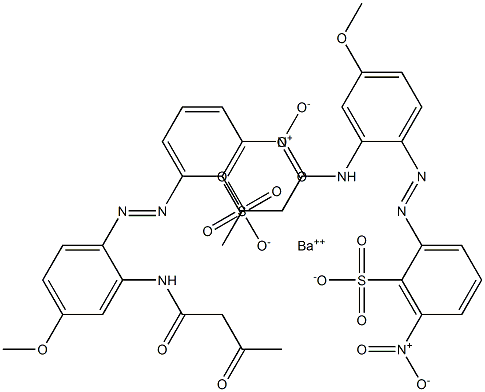 Bis[2-[2-(1,3-dioxobutylamino)-4-methoxyphenylazo]-6-nitrobenzenesulfonic acid]barium salt 结构式