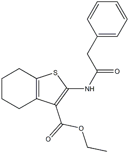 2-[(Phenylacetyl)amino]-4,5,6,7-tetrahydrobenzo[b]thiophene-3-carboxylic acid ethyl ester 结构式