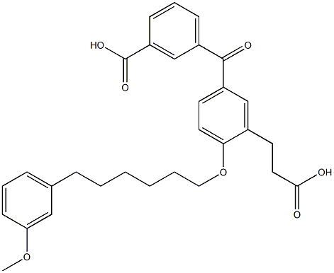 5-(3-Carboxybenzoyl)-2-[6-(3-methoxyphenyl)hexyloxy]benzenepropanoic acid 结构式