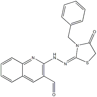 2-[2-[3-Formylquinoline-2-yl]hydrazono]-3-benzylthiazolidine-4-one 结构式