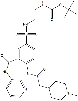 N-[2-(tert-Butoxycarbonylamino)ethyl]-5,11-dihydro-11-[(4-methyl-1-piperazinyl)acetyl]-6-oxo-6H-pyrido[2,3-b][1,4]benzodiazepine-8-sulfonamide 结构式