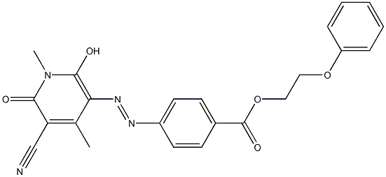 p-(5-Cyano-2-hydroxy-1,4-dimethyl-6-oxo-1,6-dihydropyridin-3-ylazo)benzoic acid 2-phenoxyethyl ester 结构式