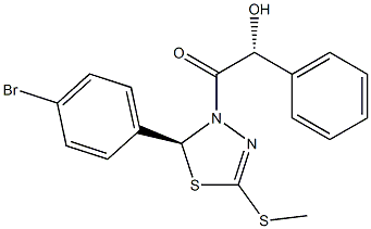 (2S)-2,3-Dihydro-5-(methylthio)-3-[(2R)-2-hydroxy-2-phenylacetyl]-2-(4-bromophenyl)-1,3,4-thiadiazole 结构式