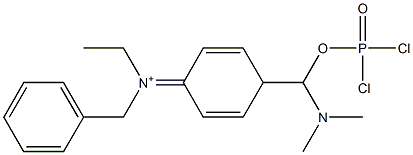 N-Benzyl-N-ethyl-4-[(dimethylamino)(dichlorophosphinyloxy)methyl]-2,5-cyclohexadien-1-iminium 结构式