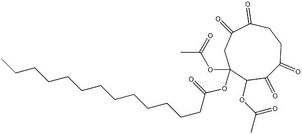 2,3-Bis(acetyloxy)-1,5-dioxa-6,9-dioxo-3-tetradecanoyloxycyclononane 结构式