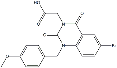 1-(4-Methoxybenzyl)-1,2,3,4-tetrahydro-6-bromo-2,4-dioxoquinazoline-3-acetic acid 结构式