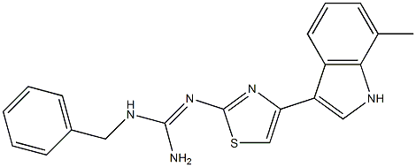 1-Benzyl-2-[4-(7-methyl-1H-indole-3-yl)-2-thiazolyl]guanidine 结构式