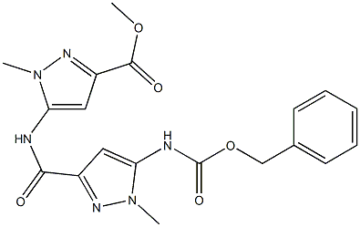 5-[[(5-Benzyloxycarbonylamino-1-methyl-1H-pyrazol)-3-yl]carbonylamino]-1-methyl-1H-pyrazole-3-carboxylic acid methyl ester 结构式