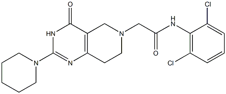 2-[(2-Piperidino-3,4,5,6,7,8-hexahydro-4-oxopyrido[4,3-d]pyrimidin)-6-yl]-2',6'-dichloroacetanilide 结构式