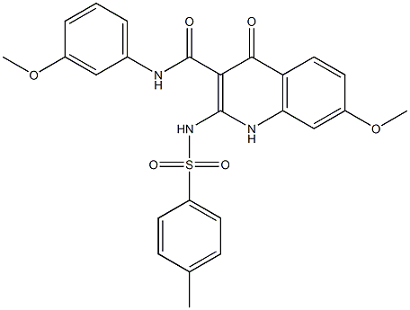 1,4-Dihydro-7-methoxy-N-(3-methoxyphenyl)-2-(4-methylphenylsulfonylamino)-4-oxoquinoline-3-carboxamide 结构式