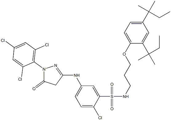 1-(2,4,6-Trichlorophenyl)-3-[4-chloro-3-[3-(2,4-di-tert-pentylphenoxy)propylsulfamoyl]anilino]-5(4H)-pyrazolone 结构式