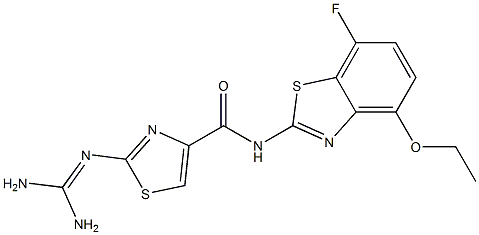 2-(Diaminomethyleneamino)-N-(4-ethoxy-7-fluoro-2-benzothiazolyl)thiazole-4-carboxamide 结构式