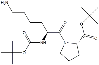 N-[(S)-2-[(tert-Butyloxycarbonyl)amino]-6-aminohexanoyl]-L-proline tert-butyl ester 结构式