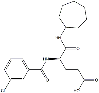 (R)-4-(3-Chlorobenzoylamino)-5-oxo-5-cycloheptylaminovaleric acid 结构式