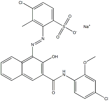 4-Chloro-3-methyl-2-[[3-[[(4-chloro-2-methoxyphenyl)amino]carbonyl]-2-hydroxy-1-naphtyl]azo]benzenesulfonic acid sodium salt 结构式