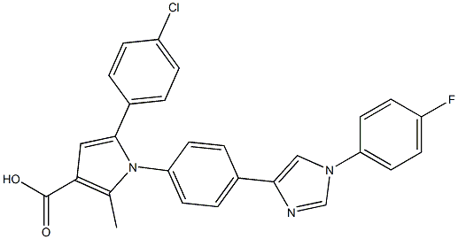 2-Methyl-5-(4-chlorophenyl)-1-[4-[1-[4-fluorophenyl]-1H-imidazol-4-yl]phenyl]-1H-pyrrole-3-carboxylic acid 结构式