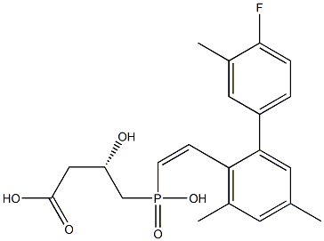 (3S)-3-Hydroxy-4-[hydroxy[(Z)-2-[2-(4-fluoro-3-methylphenyl)-4,6-dimethylphenyl]ethenyl]phosphinyl]butyric acid 结构式