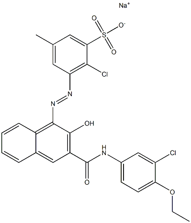 2-Chloro-5-methyl-3-[[3-[[(3-chloro-4-ethoxyphenyl)amino]carbonyl]-2-hydroxy-1-naphtyl]azo]benzenesulfonic acid sodium salt 结构式