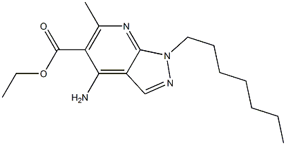 1-Heptyl-4-amino-6-methyl-1H-pyrazolo[3,4-b]pyridine-5-carboxylic acid ethyl ester 结构式