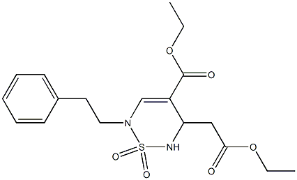 (2-Phenethyl-4-ethoxycarbonyl-5,6-dihydro-2H-1,2,6-thiadiazine 1,1-dioxide)-5-ylacetic acid ethyl ester 结构式