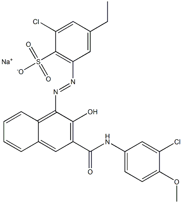 2-Chloro-4-ethyl-6-[[3-[[(3-chloro-4-methoxyphenyl)amino]carbonyl]-2-hydroxy-1-naphtyl]azo]benzenesulfonic acid sodium salt 结构式