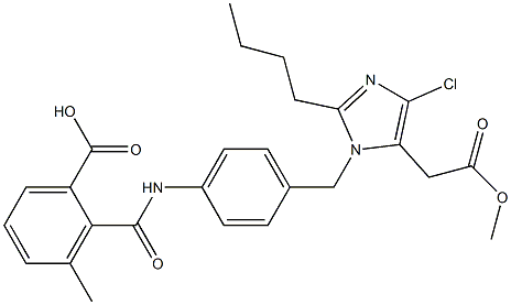 2-Butyl-4-chloro-1-[4-[2-(hydroxycarbonyl)-6-methylbenzoylamino]benzyl]-1H-imidazole-5-acetic acid methyl ester 结构式