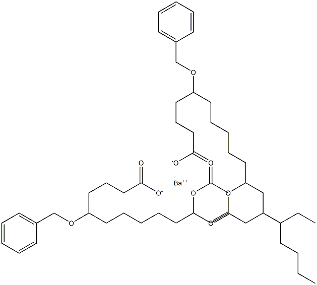 Bis(5-benzyloxy-11-acetyloxystearic acid)barium salt 结构式