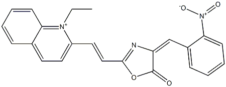 1-Ethyl-2-[2-[[4-(2-nitrobenzylidene)-4,5-dihydro-5-oxooxazol]-2-yl]ethenyl]quinolinium 结构式