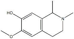 1,2,3,4-Tetrahydro-7-hydroxy-6-methoxy-1,2-dimethylisoquinoline 结构式