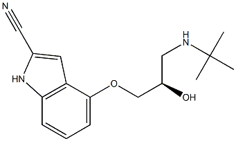 4-[(R)-3-(tert-Butylamino)-2-hydroxypropoxy]-1H-indole-2-carbonitrile 结构式