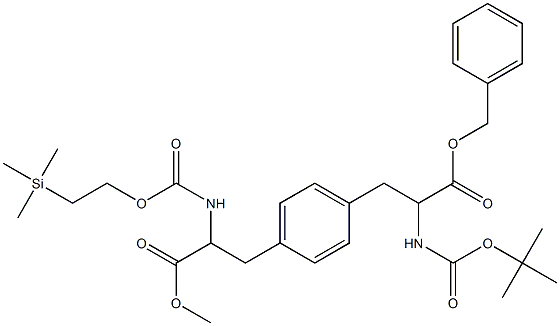 2-[(tert-Butoxy)carbonylamino]-3-[4-[2-(methoxycarbonyl)-2-[[2-(trimethylsilyl)ethoxycarbonyl]amino]ethyl]phenyl]propionic acid benzyl ester 结构式