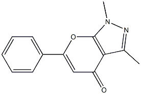 1,3-Dimethyl-6-phenylpyrano[2,3-c]pyrazol-4(1H)-one 结构式