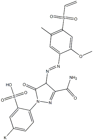 5-Oxo-1-(p-potassiosulfophenyl)-4-(2-methoxy-5-methyl-4-vinylsulfonylphenylazo)-2-pyrazoline-3-carboxamide 结构式