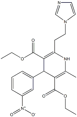 6-(2-(1H-Imidazol-1-yl)ethyl)-4-(3-nitrophenyl)-2-methyl-1,4-dihydropyridine-3,5-dicarboxylic acid 3-ethyl 5-ethyl ester 结构式