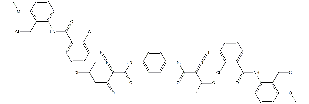 3,3'-[2-(1-Chloroethyl)-1,4-phenylenebis[iminocarbonyl(acetylmethylene)azo]]bis[N-[2-(chloromethyl)-3-ethoxyphenyl]-2-chlorobenzamide] 结构式