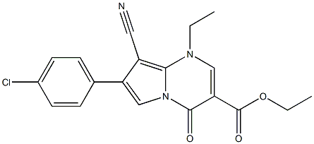 1-Ethyl-4-oxo-7-(4-chlorophenyl)-8-cyano-1,4-dihydropyrrolo[1,2-a]pyrimidine-3-carboxylic acid ethyl ester 结构式