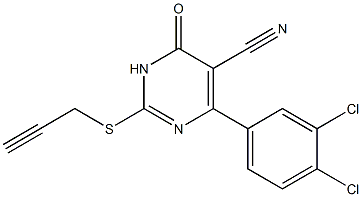 3,4-Dihydro-6-(3,4-dichlorophenyl)-2-[(2-propynyl)thio]-4-oxopyrimidine-5-carbonitrile 结构式