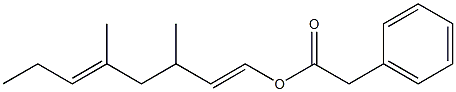 Phenylacetic acid 3,5-dimethyl-1,5-octadienyl ester 结构式