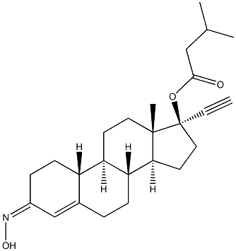 (17S)-3-(Hydroxyimino)-17-ethynylestr-4-en-17-ol 17-isovalerate 结构式