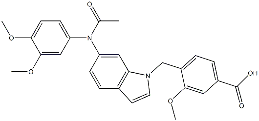 4-[6-(3,4-Dimethoxyphenylacetylamino)-1H-indol-1-ylmethyl]-3-methoxybenzoic acid 结构式