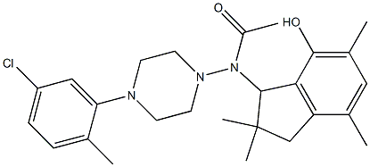 2,3-Dihydro-3-[[4-(5-chloro-2-methylphenyl)-1-piperazinyl]acetylamino]-2,2,5,7-tetramethyl-1H-inden-4-ol 结构式