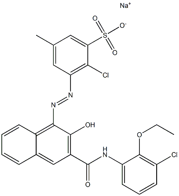 2-Chloro-5-methyl-3-[[3-[[(3-chloro-2-ethoxyphenyl)amino]carbonyl]-2-hydroxy-1-naphtyl]azo]benzenesulfonic acid sodium salt 结构式