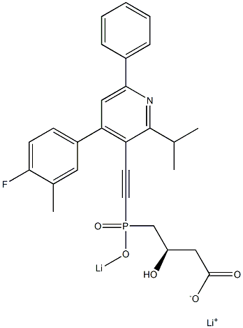 (3R)-4-[[[4-(4-Fluoro-3-methylphenyl)-2-isopropyl-6-phenyl-3-pyridinyl]ethynyl]lithiooxyphosphinyl]-3-hydroxybutyric acid lithium salt 结构式