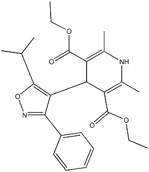 1,4-Dihydro-2,6-dimethyl-4-(5-isopropyl-3-phenyl-4-isoxazolyl)pyridine-3,5-dicarboxylic acid diethyl ester 结构式