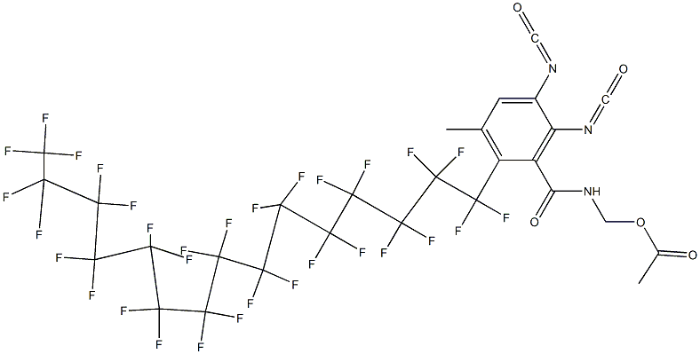 N-(Acetyloxymethyl)-2-(hentriacontafluoropentadecyl)-5,6-diisocyanato-3-methylbenzamide 结构式